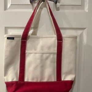 Lands' End Canvas Tote in Cream with Red Straps